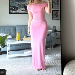 Meshki Pink Off-Shoulder Maxi Dress